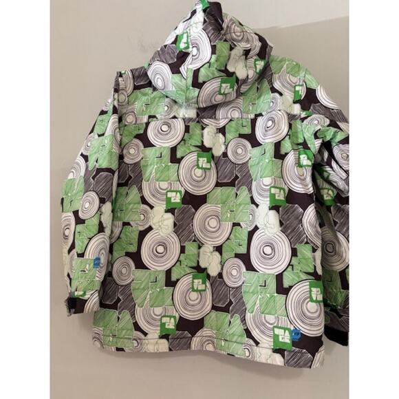 Orage Ski Snowboard Hooded Jacket Green White Geometric Design Youth Medium - Picture 2 of 10